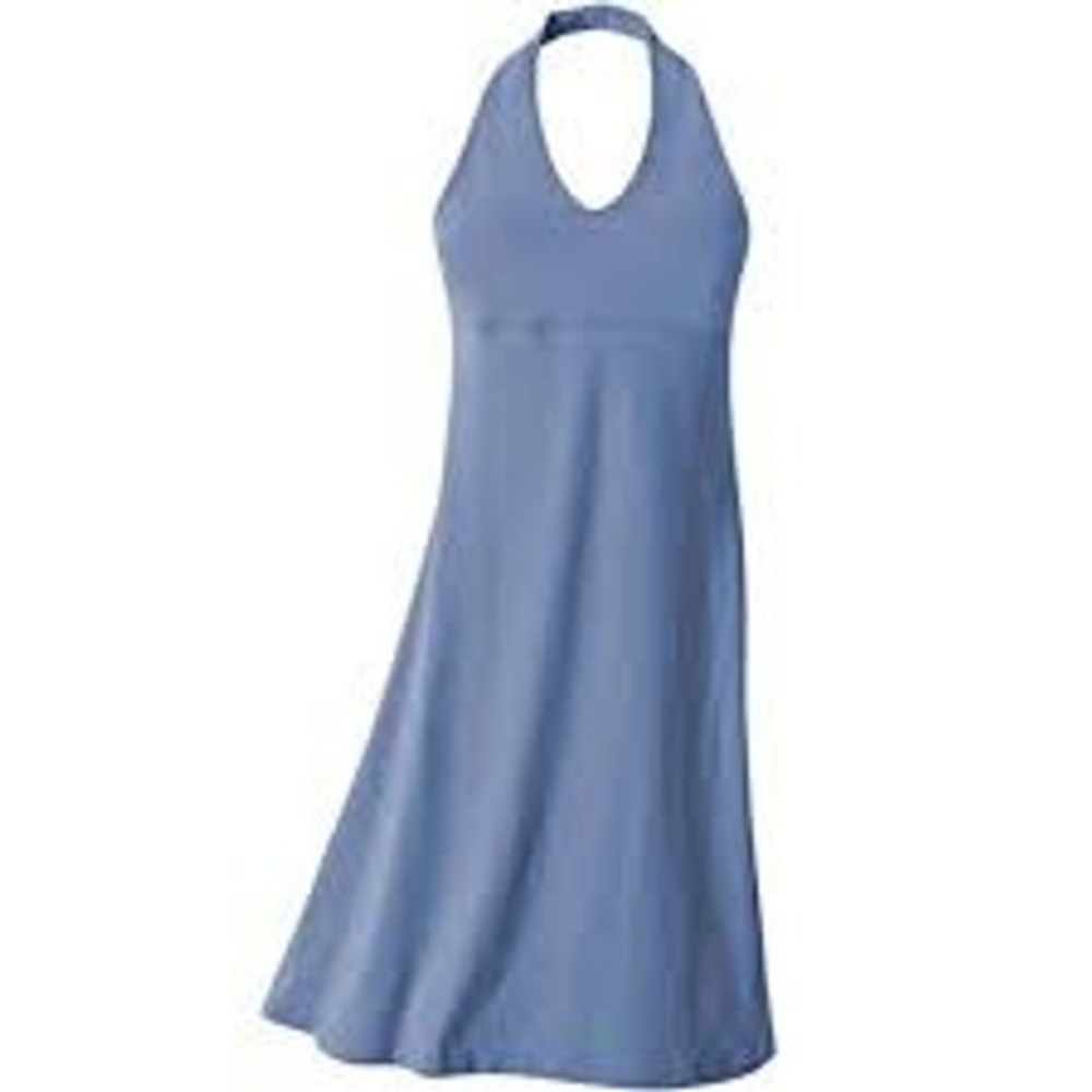 Patagonia Morning Glory Dress Blue Halter Tie A-Line Performance Midi Dress M